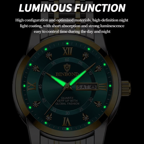 Luxury Waterproof Stainless Steel Quartz Diver Men’s Watch - Image 4