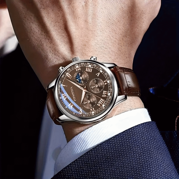 Elegant Geneva Men’s Quartz Leather Belt Watch with - Image 3