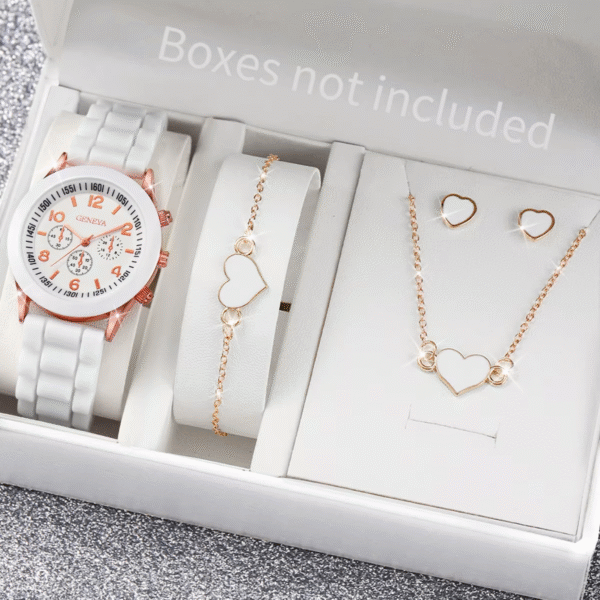 Women Quartz Watch Jewelry Set with Silicone Band - Image 4
