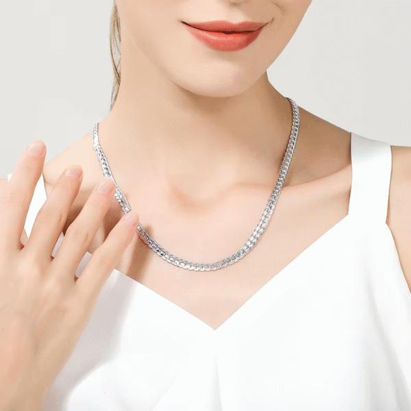925 Sterling Silver Chain Necklace 6mm – Full Sideways Design
