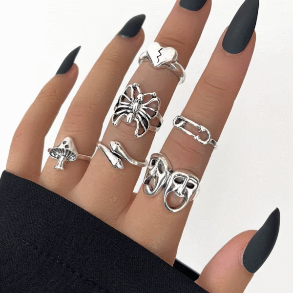 Wholesale Mix Style Alloy Finger Rings Set – Antique Silver & Gold