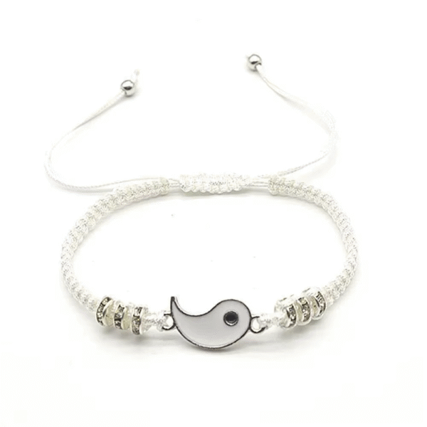 Couple Flip Black White Charm Bracelet Jewelry Set - Image 4