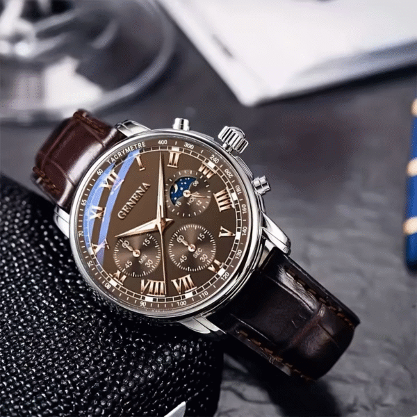 Elegant Geneva Men’s Quartz Leather Belt Watch with - Image 4