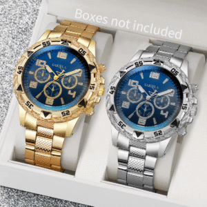 Stylish Quartz Men’s Wrist Watch Set with Durable Alloy Case