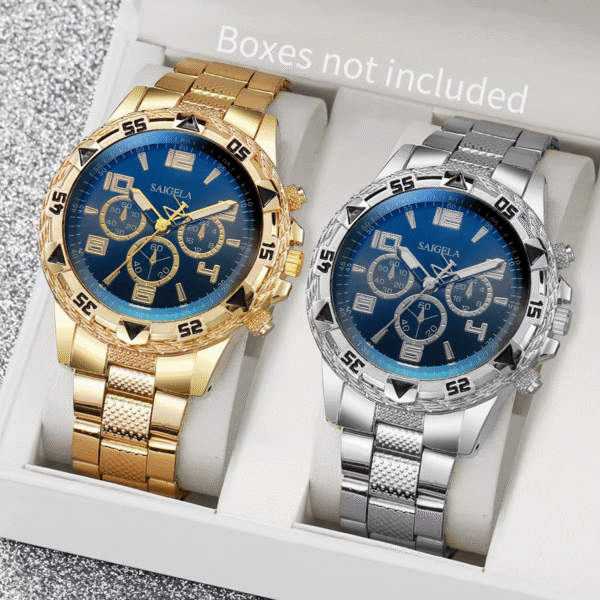 Stylish Quartz Men’s Wrist Watch Set with Durable Alloy Case