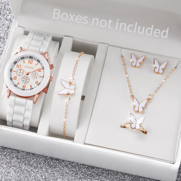 Women Quartz Watch Jewelry Set with Silicone Band - Image 2