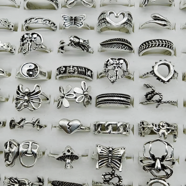 Wholesale Mix Style Alloy Finger Rings Set – Antique Silver & Gold
