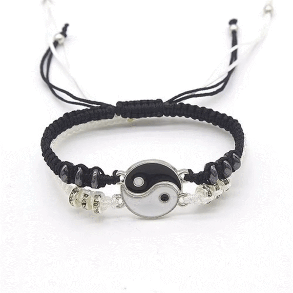 Couple Flip Black White Charm Bracelet Jewelry Set - Image 2