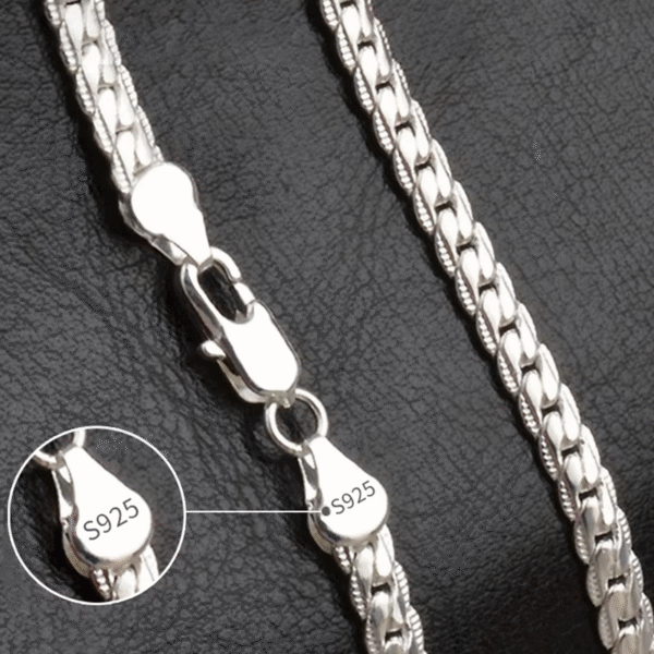 925 Sterling Silver Chain Necklace 6mm – Full Sideways Design