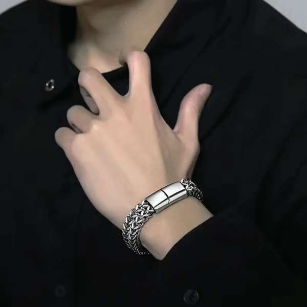 Magnetic Buckle Stainless Steel Bracelet for Men Stylish Design - Image 4