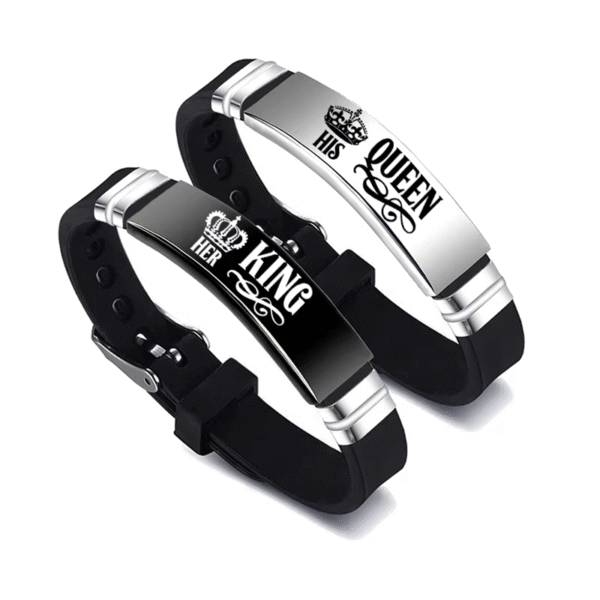 His Queen Her King Couple Silicone Bracelets - Image 3