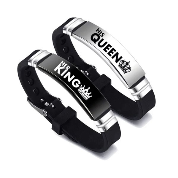 His Queen Her King Couple Silicone Bracelets - Image 2