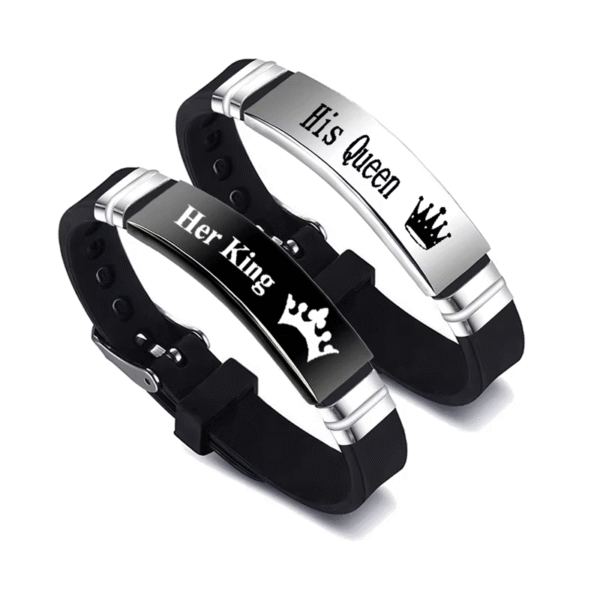 His Queen Her King Couple Silicone Bracelets - Image 4