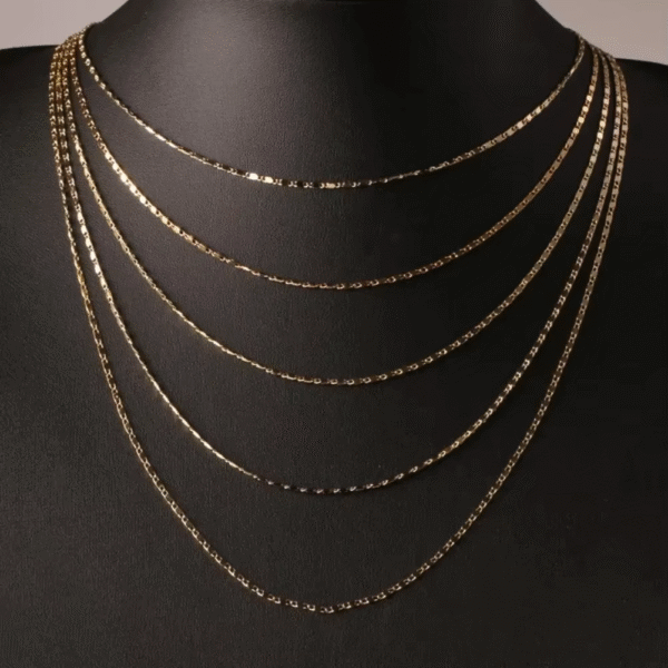 Luxury 18k Gold Flat Chain Necklace Jewelry - Image 3