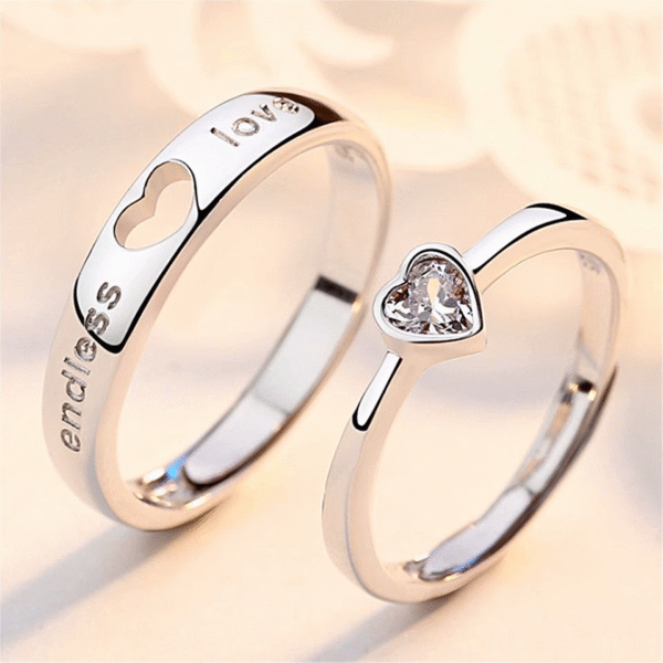 Couple Zircon Heart Rings Endless Love Jewelry Set - Image 3
