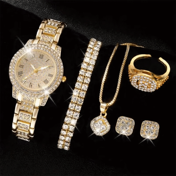 Luxury Women Crystal Quartz Watch Bracelet Set - Image 3
