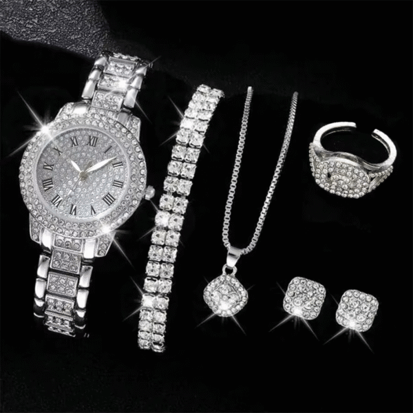 Luxury Women Crystal Quartz Watch Bracelet Set - Image 2