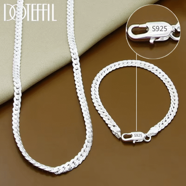 DOTEFFIL 925 Sterling Silver Chain Necklace Bracelet - Image 3
