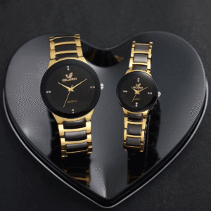 Elegant Stainless Steel Quartz Couple’s Fashion Watch Set