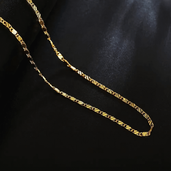 Luxury 18k Gold Flat Chain Necklace Jewelry - Image 4