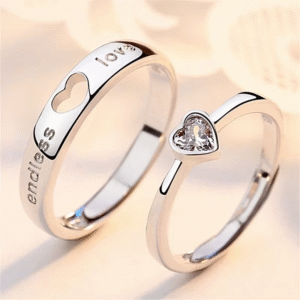 Couple Zircon Heart Rings Endless Love Jewelry Set