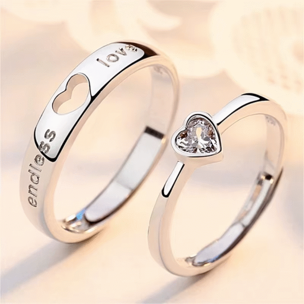 Couple Zircon Heart Rings Endless Love Jewelry Set