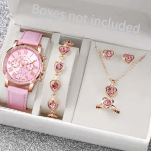 women’s multi-piece leather quartz watch set