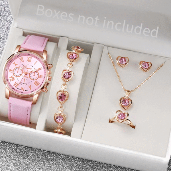 women’s multi-piece leather quartz watch set