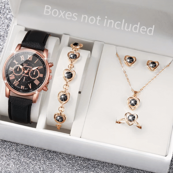 Women’s 5/6PCS Fashion Leather Quartz Watch Set - Image 3
