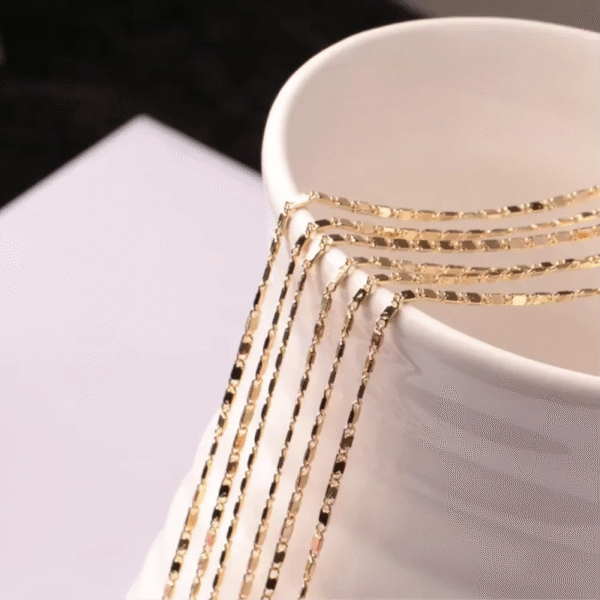 Luxury 18k Gold Flat Chain Necklace Jewelry - Image 2