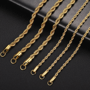 Gold Twisted Rope Chain Necklace for Men Women
