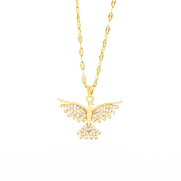 Sparkly Gold Phoenix Pendant Necklace for Women - Image 2