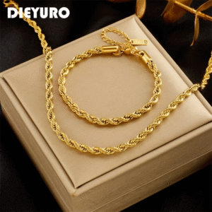 Elegant Stainless Steel Gold Jewelry Set for Women
